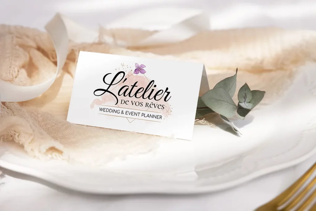 Logo personnalisé créé pour une wedding planner : L’Atelier de vos Rêves, spécialisée en organisation d’événements.