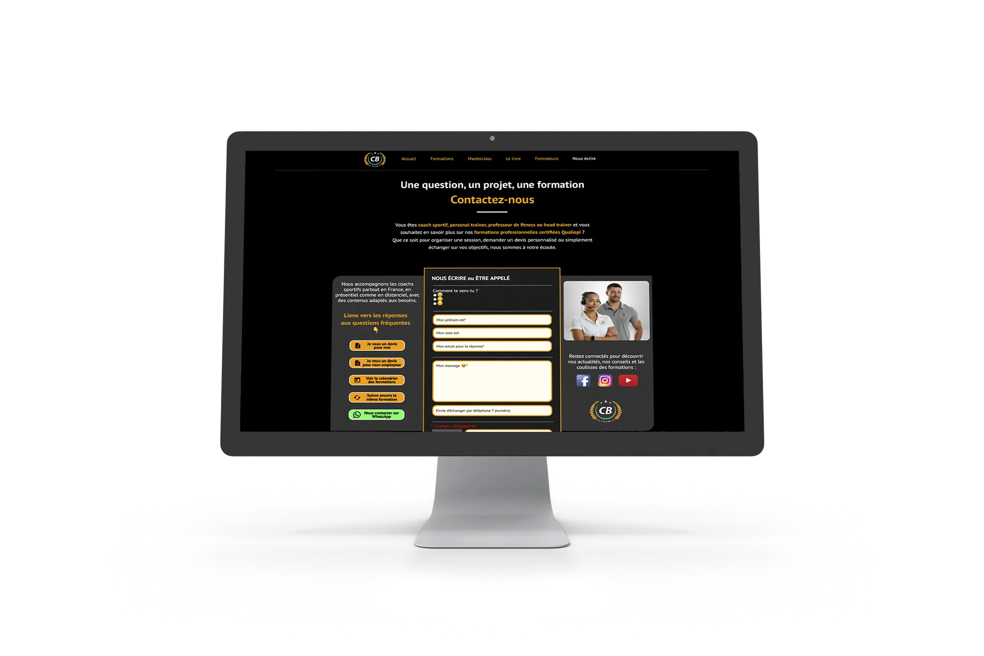 Refonte page contact site internet coach